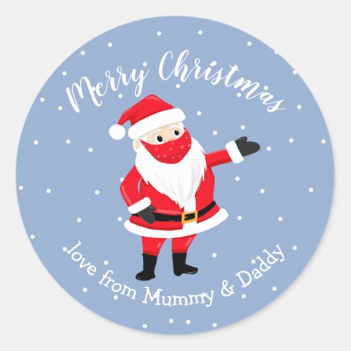 christmas snow globe santa child gift wrapping cla classic round sticker
