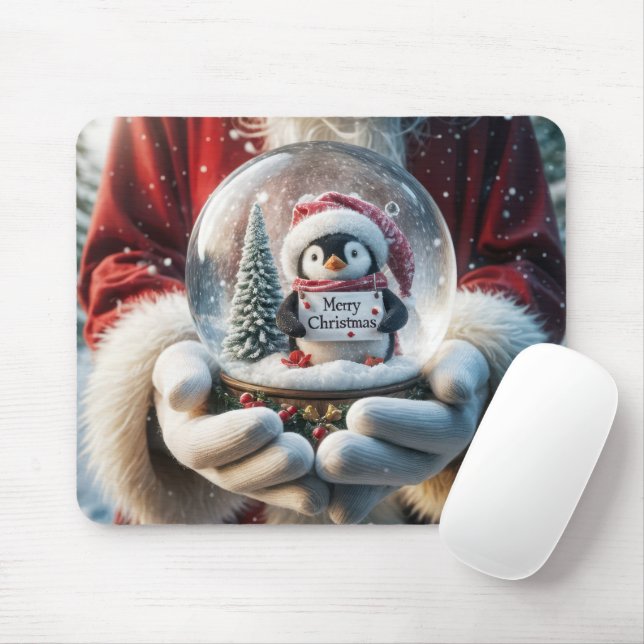Christmas Snow Globe With Penguin Mouse Pad (With Mouse)