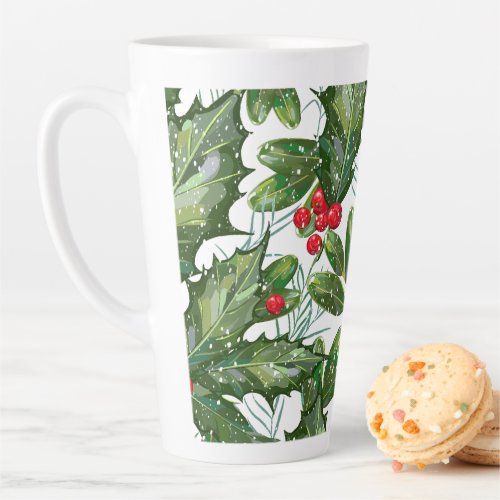 Christmas Snow Holly Latte Mug