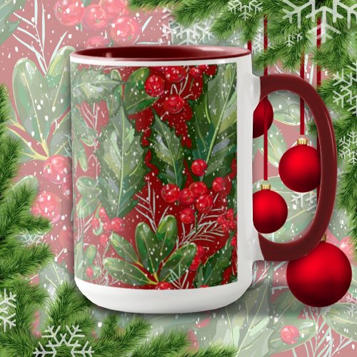 Christmas Snow Holly Mug