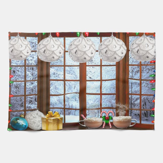 Christmas Snow Kitchen Towel (Horizontal)