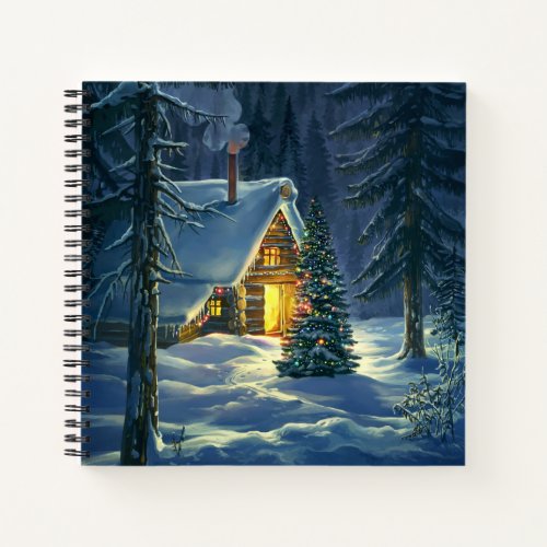 Christmas Snow Landscape Square Notebook
