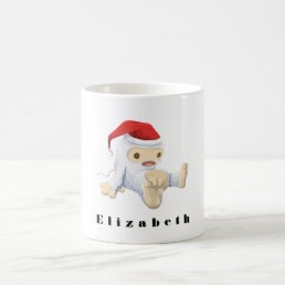 Christmas Snow Monster Doll With a Red Santa Hat Coffee Mug
