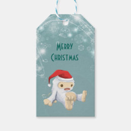 Christmas Snow Monster Doll With a Red Santa Hat Gift Tags