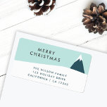 Christmas Snow Mountain | Scandi Return Address Label<br><div class="desc">Simple, stylish snow mountain return address label with a trendy graphic illustration of a mountain in navy blue, a white snowy peak, snow covered ground and pale blue sky background in a minimalist 'scandi' scandinavian design style. The "Merry Christmas" greeting, name and address can be easily personalized for your own...</div>