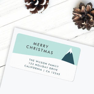 Christmas Snow Mountain   Scandi Return Address Label