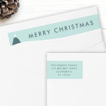 Christmas Snow Mountain | Scandi Return Address Wrap Around Label<br><div class="desc">Simple, stylish snow mountain wrap around label with a trendy graphic illustration of a mountain in navy blue, a white snowy peak, snow covered ground and pale blue sky background in a minimalist 'scandi' scandinavian design style. The "Merry Christmas" greeting, name and address can be easily personalized for your own...</div>