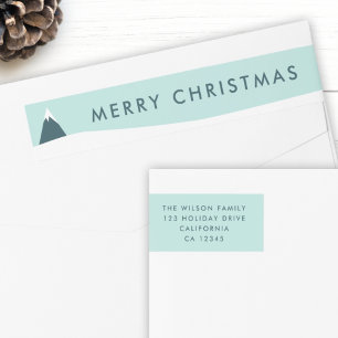 Christmas Snow Mountain   Scandi Return Address Wrap Around Label