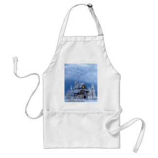 Christmas Snow on Gingerbread House Adult Apron