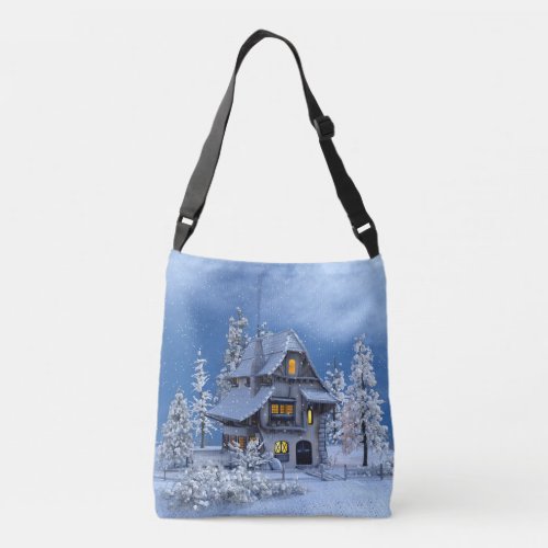 Christmas Snow on Gingerbread House Crossbody Bag