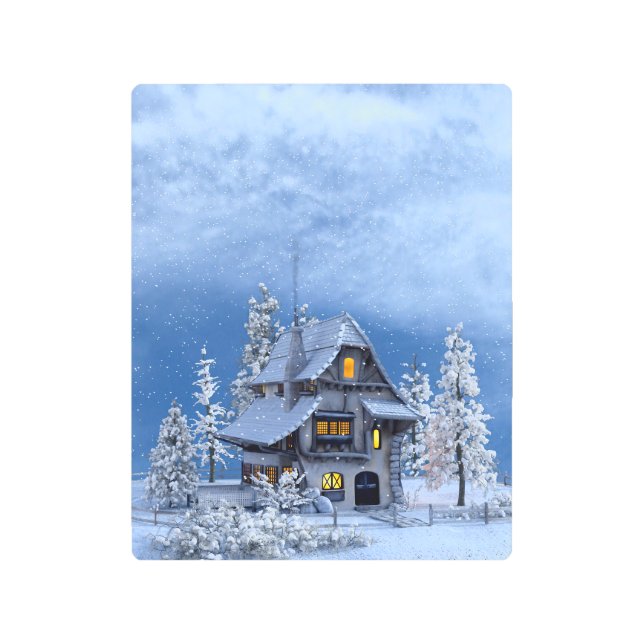 Christmas Snow on Gingerbread House Metal Print (Front)