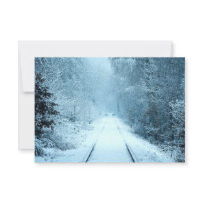 Christmas Snow on Railroad Tracks Thank You Card