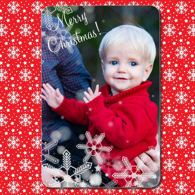 Christmas Snow Overlay Personalize Photo Gift 4x6  Magnet (Creator Uploaded)