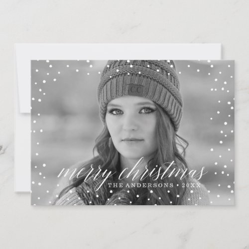 Christmas Snow Overlay Two Photo Card