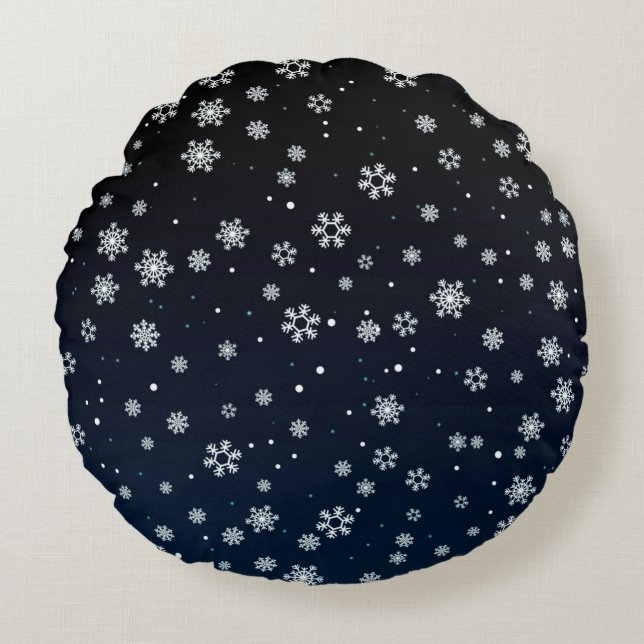 Christmas :  Snow Pattern Round Pillow (Front)