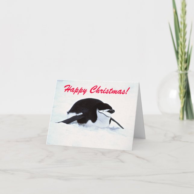 Christmas Snow Penguin Greetings Card (Front)