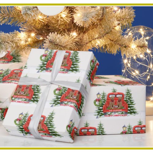 Christmas Snow Red Truck Goldendoodles Wrapping Paper