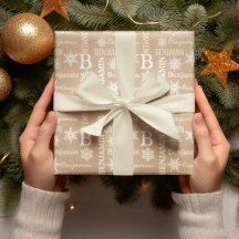 Christmas Snow Repeating Name Personalized Kraft