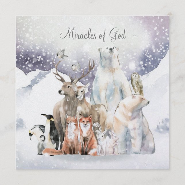 Christmas Snow Scene Holiday Gods Miracles Card (Front)