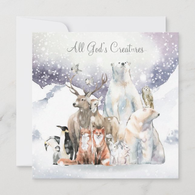 Christmas Snow Scene Holiday Name Personalize Card (Front)