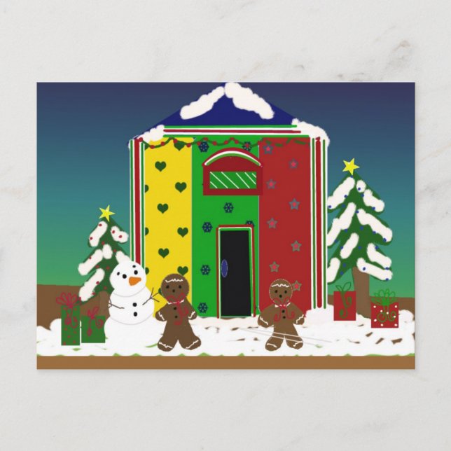 Christmas Snow Scene Holiday Postcard (Front)