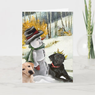 Christmas Snow Scene w Labs cards