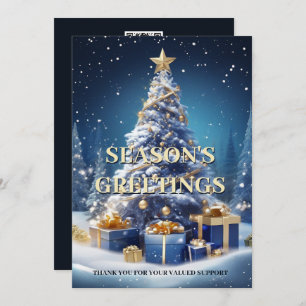 Christmas snow tree blue white business DIY photo Holiday Card