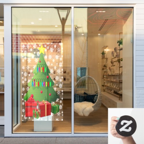 Christmas Snow Tree Presents Home Storefront Vinyl Window Cling