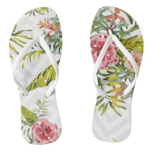 Christmas Snow Tropical Pattern Flip Flops