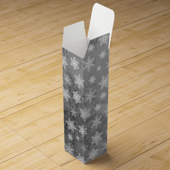 Christmas Snow Wine Gift Box - Rustic Silver (Opened)