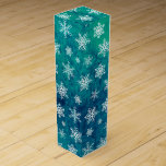 Christmas Snow Wine Gift Box - Rustic Teal<br><div class="desc">A festive Christmas holiday season wine gift box. This Christmas gift box features white snowflakes on a rustic teal/blue background. An easy way to enhance a gift for that special someone.</div>