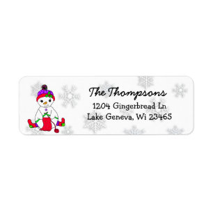 Christmas Snow Woman Knitting Background Label