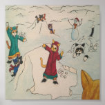Christmas Snowball Fight Cats Poster<br><div class="desc">Christmas Snowball Fight Cats is a painting friends and families of cats playing outdoors in the snow. Having a fun and festive snowball fight for fun and laughs with the local boys and girls. Original by Acrylic Cats.</div>