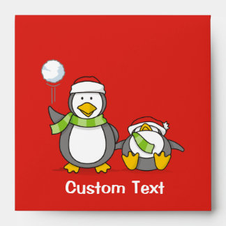 Christmas Snowballing penguins Envelope