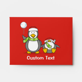 Christmas Snowballing penguins Envelope