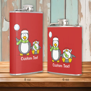 Christmas Snowballing penguins Flask