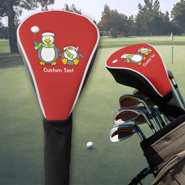 Christmas Snowballing penguins Golf Head Cover (Creator Uploaded)