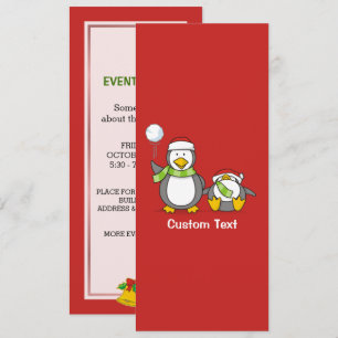 Christmas Snowballing penguins Invitation