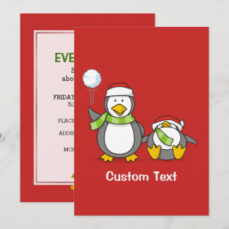 Christmas Snowballing penguins Invitation