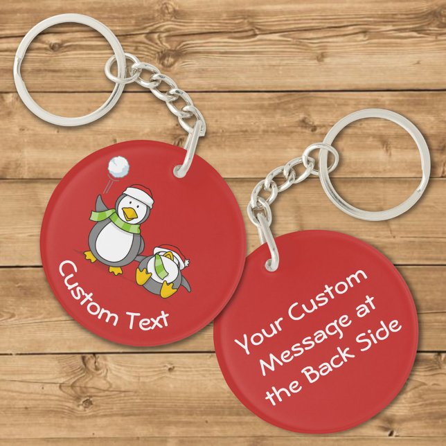 Christmas Snowballing Penguins Keychain (Creator Uploaded)