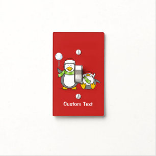 Christmas Snowballing penguins Light Switch Cover