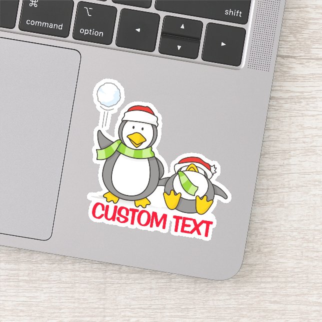 Christmas Snowballing penguins Sticker (Detail)