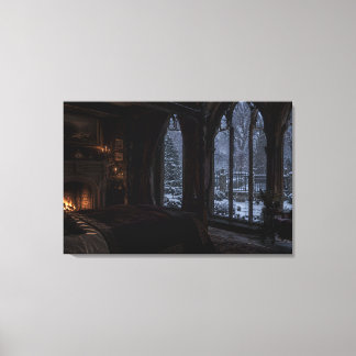 Christmas Snowfall Bedroom Wrapped Canvas Print