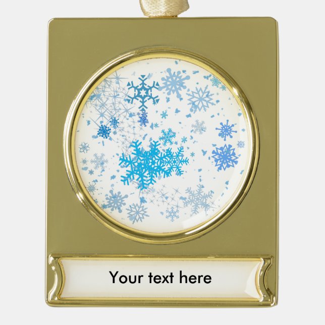 Christmas Snowfall Gold Plated Banner Ornament (Front)