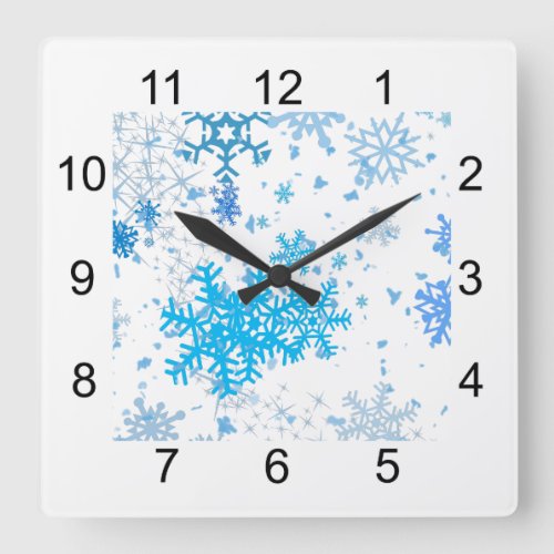 Christmas Snowfall Square Wall Clock