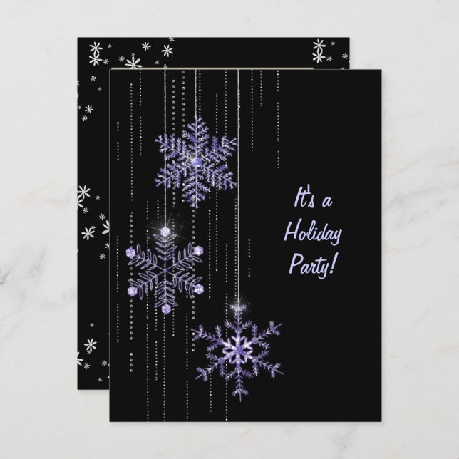 Christmas Snowflake and Diamond party Invitation (Front/Back)