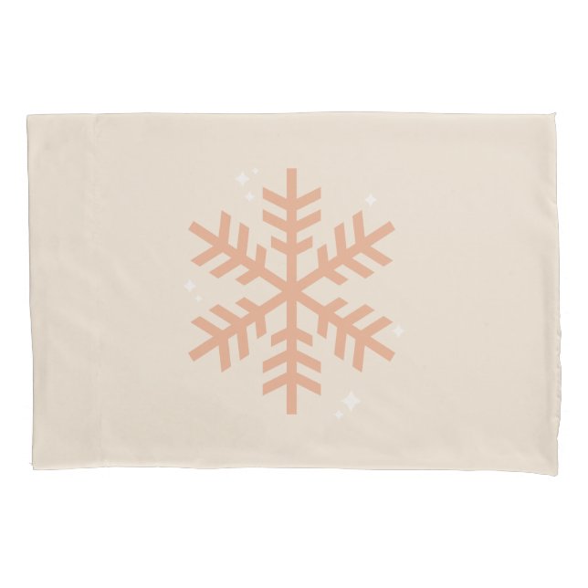 Christmas Snowflake Beige Pillow Case (Front)