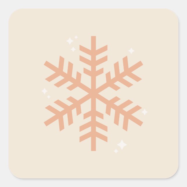 Christmas Snowflake Beige Square Sticker (Front)