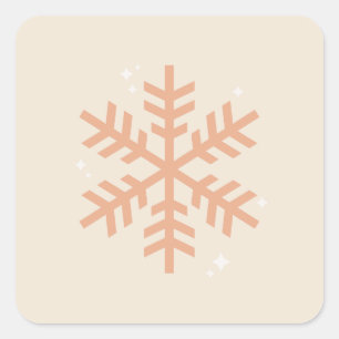 Christmas Snowflake Beige Square Sticker