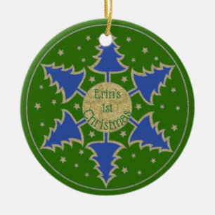 Christmas "Snowflake Bl Tree" Ornament Personalize